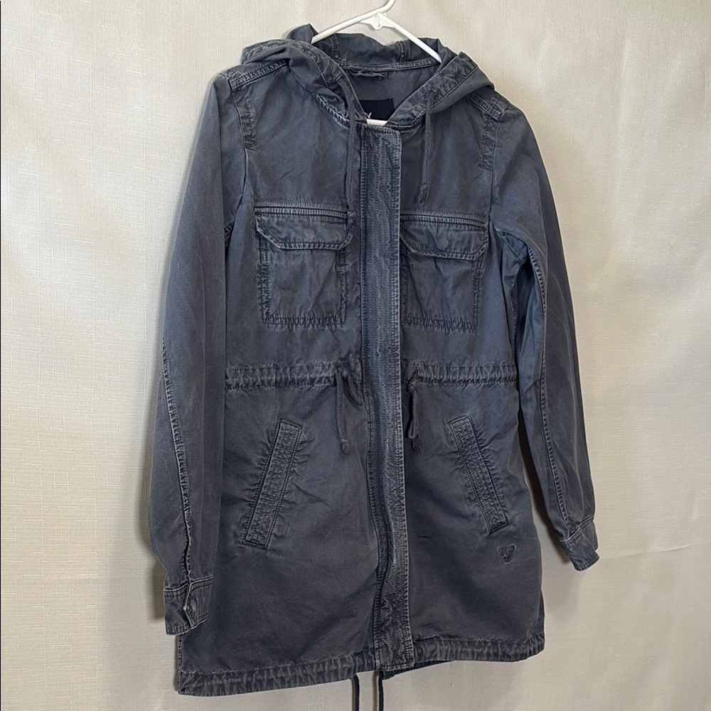 American Eagle Outfitters Charcoal Hooded Jacket,Size S